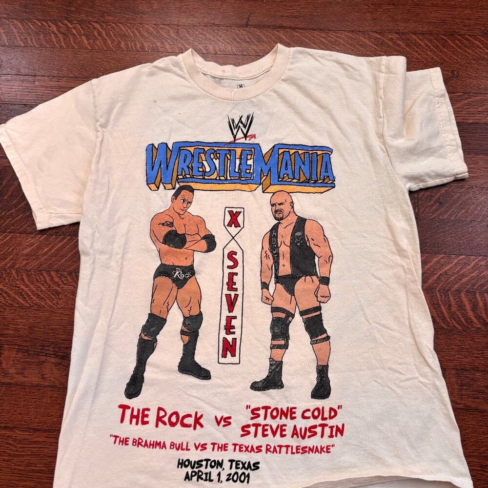 WrestleMania Mens X-Seven The Rock vs Stone Cold Steve Austin WWE Wrestling Tee